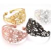 High Quality Copper Bangle Exquisite Flower Filigree Hollow Opening Bracelets For DIY Jewelry Making Bracelet Gifts Accessories