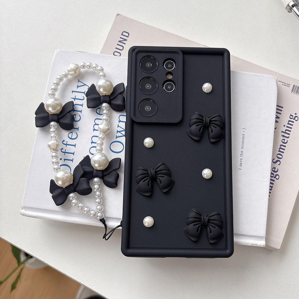 3D Bowknot Pearl Silicone Phone Case For Motorola Moto G85 G55 G45 G35 5G G84 G64 G54 G34 5G G24 Power G14 G04 G04S 4G G Pure