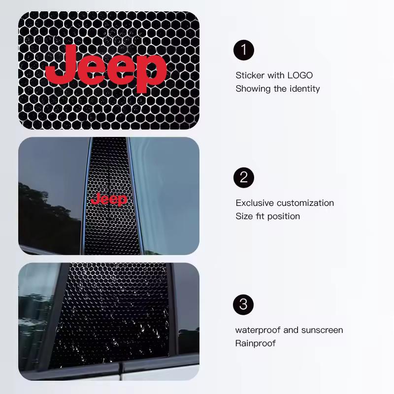 2Pcs Car B-pillar Sticker for Jeep Grand Cherokee Wrangler JK Gladiator Compass Renegade Door Center Pillar Anti-Scratch Decals ALX1