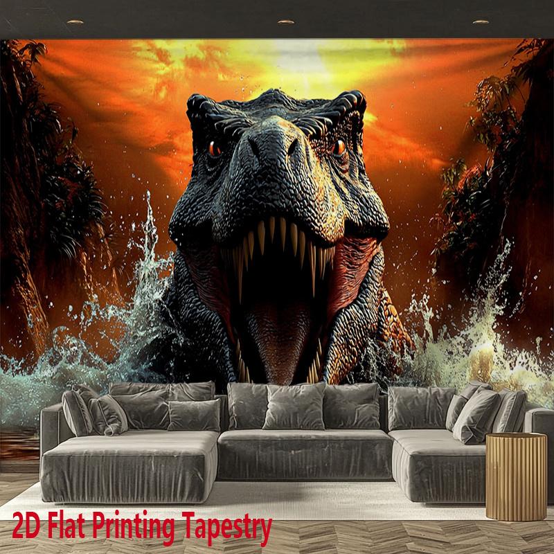Tyrannosaurus rex dinosaur attack Digital printing polyester wall tapestry suitable for use in living rooms offices bars party