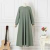 Plus Size Muslim Women's Solid Long Sleeve Loose Robe Dress