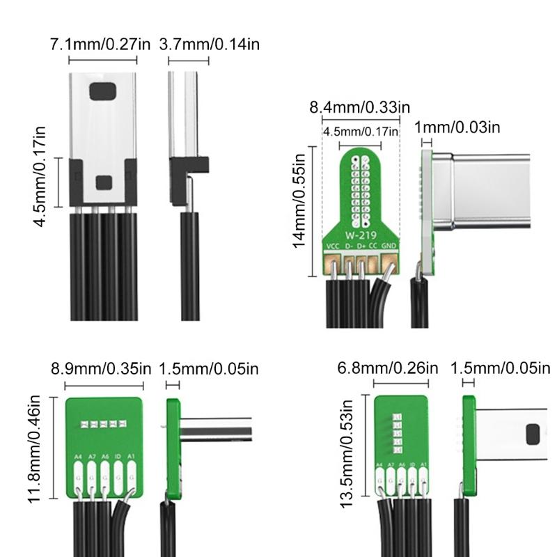 Multiple Length Option Right Angle To USB Charging Wire For Portable Devices Charging Cord Data Transfer