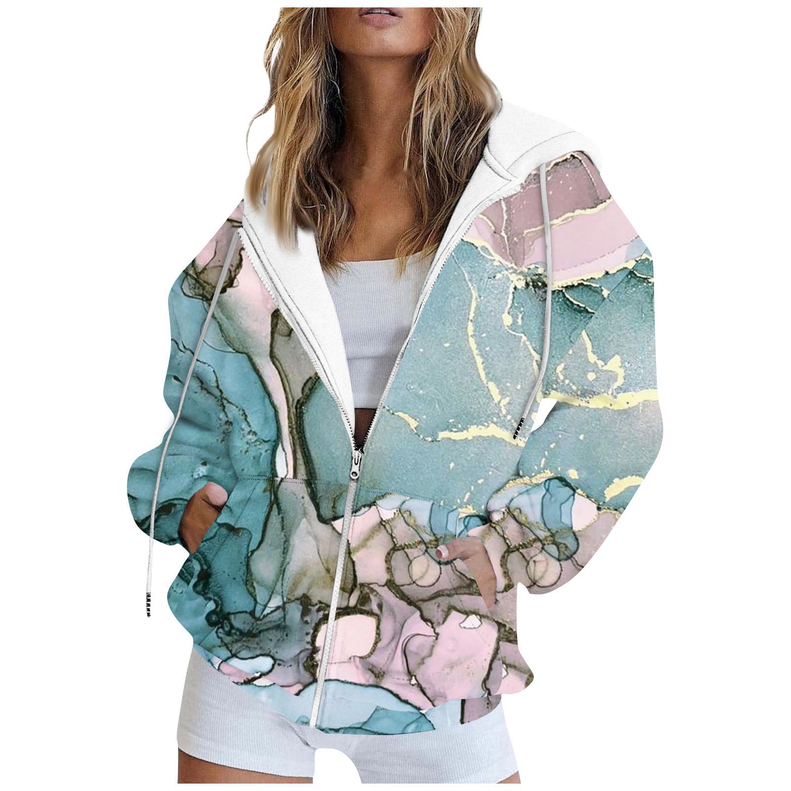 

Женская модная повседневная толстовка с принтом, осенне-зимняя куртка-кардиган с длинными рукавами и карманами, куртка с капюшоном на молнии, пальто XL розовый