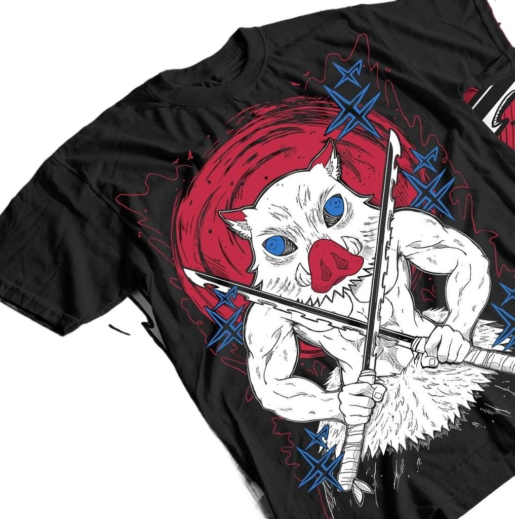 Inosuke T-shirt Demon Killer Kimetsu No Yaiba Anime Summer New Men's and Women's Streetwear