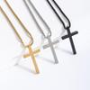 Non-Fading Stainless Steel Cross Necklace for Men - Long Pendant, Polished Titanium, European & American Style
