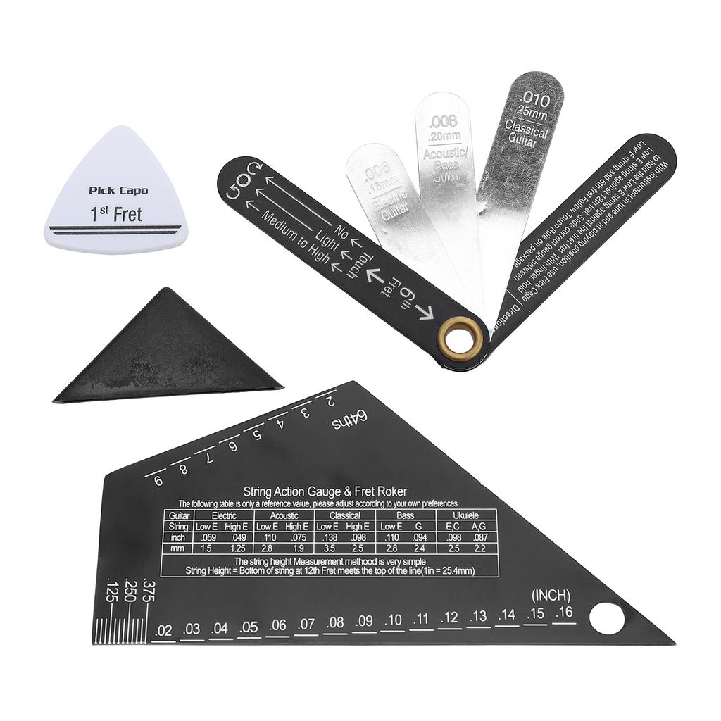 Guitar Measurement Tool String Action Ruler and Neck Relief Gauge Pick for Acoustic Electric Bass Guitar Setup