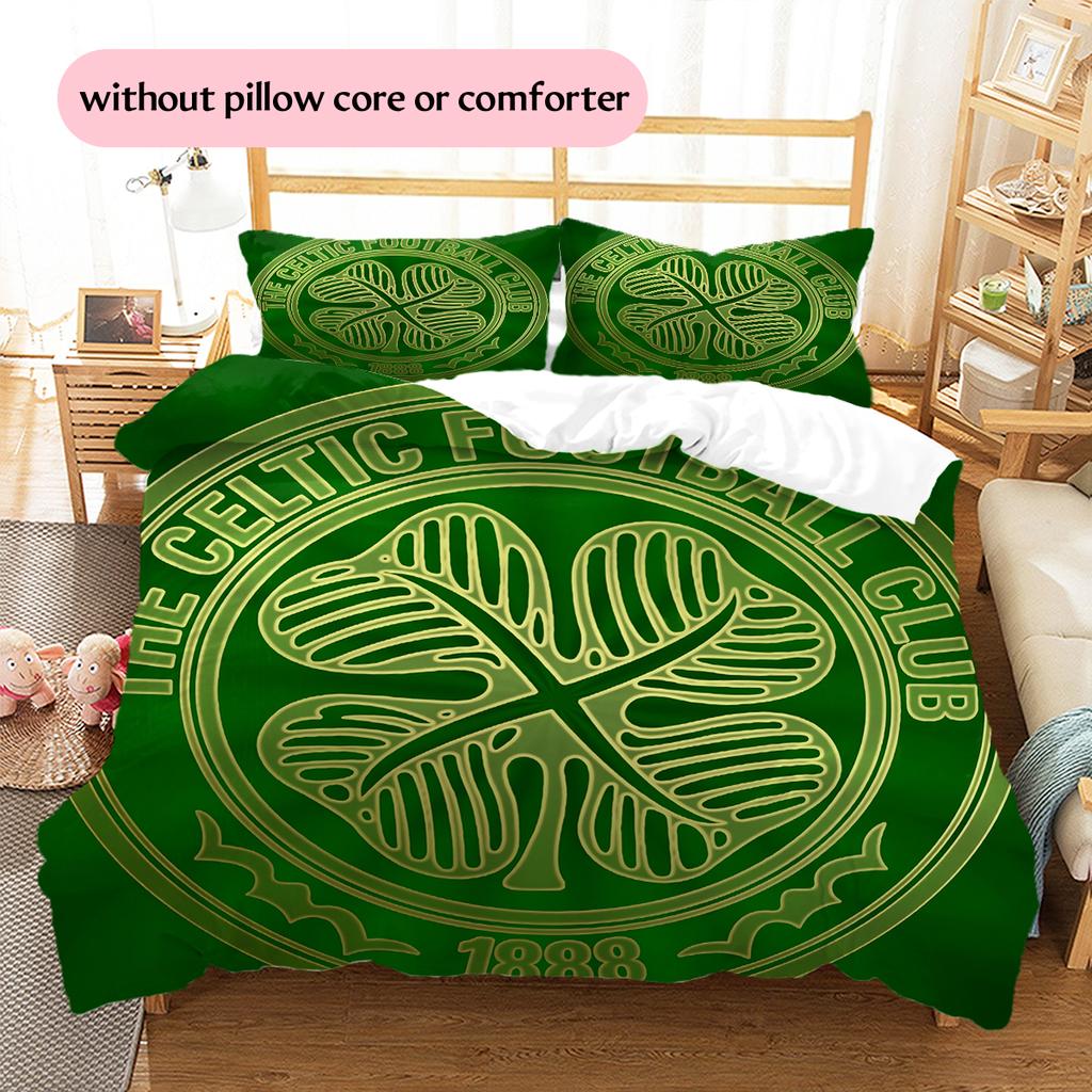 Motif Écusson du Celtic FC Literie Décoration de Maison Cadeau d'Anniversaire (1 housse de couette + 2 taies d'oreiller, sans garniture.)