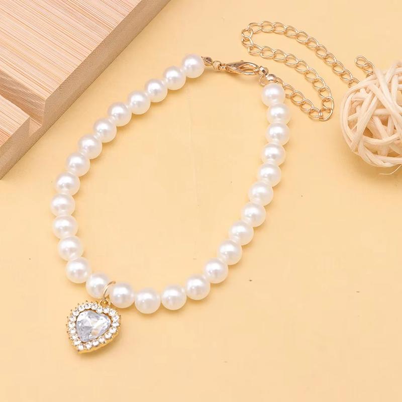 Princess Style Pet Pearl Collar for Dogs Cats-Cute Adjustable Jewelry Accessory for Puppy Kitten Chihuahua Perfect Wedding Gift