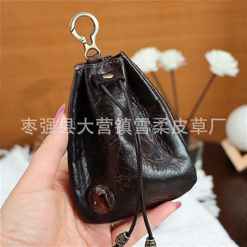 Handmade Cowhide Retro Storage Bag, Cow Hide Storage Bags with Handles, Key Case