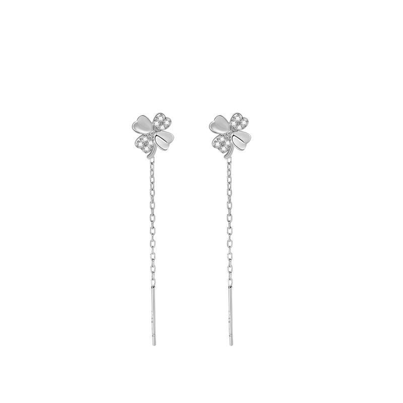 Four-leaf Clover Earrings Korean Version of Versatile Small Fragrant Earrings, Fringed Earrings, Temperament Earrings