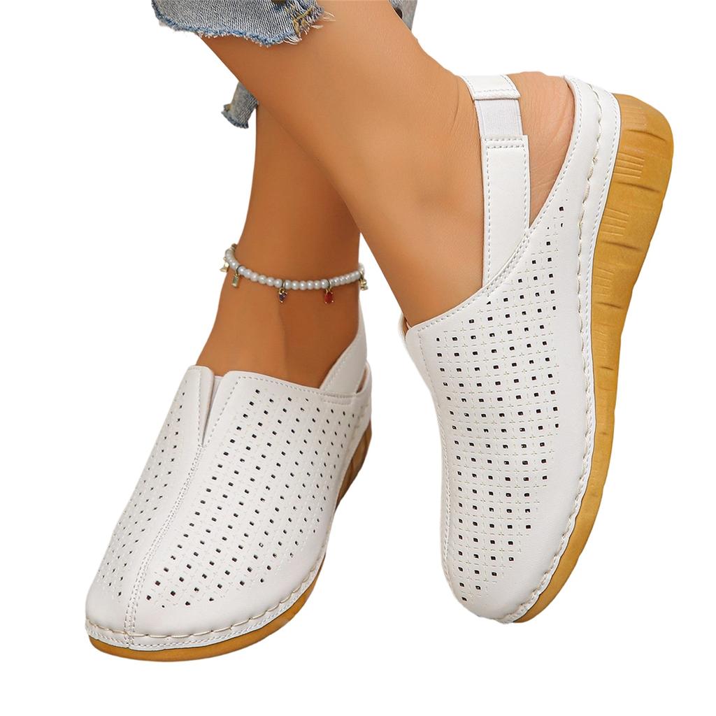 Women Casual Open Back Slingback Sandals Lightweight Breathable Hollow Out Design Slip On Summer Shoes Comfortable Walking Footwear