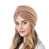 Rippled Twist Turban Caps For Women Muslim Headscarf Bonnet Stretchy Female Head Wraps Solid Cotton Turbante Indian Hat