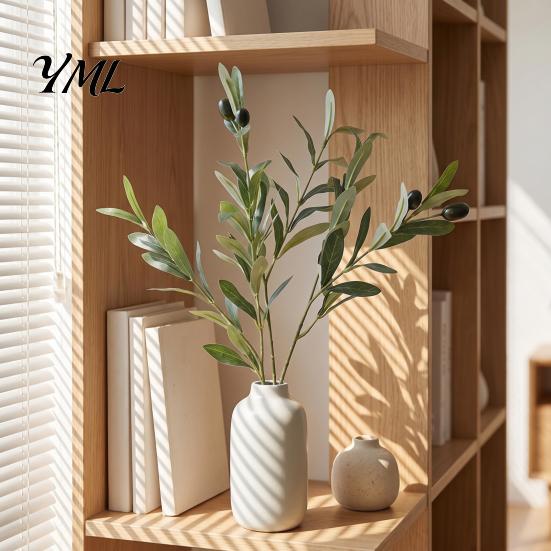 Seasonal Botanical Accents for Shelves Faux Olive Branches Vase, Artificial Tree Branches, DIY Fake Realistic Greenery Plants, Stems, Floral