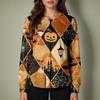 Women's Casual Long Sleeve Single Breasted Halloween Print Costume Cardigan