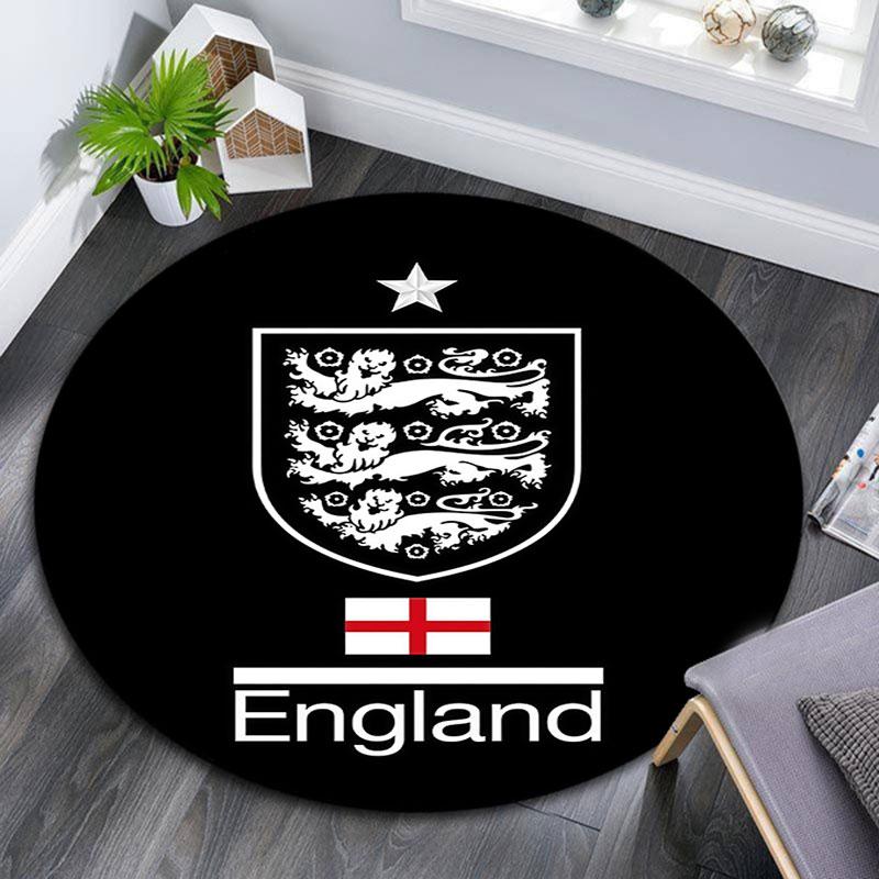 England Football   Round Rug, Non Slip Washable Circular Carpet For Living Room Bedroom Playroom, Sports Fan Decor, Holiday Birthday Gift
