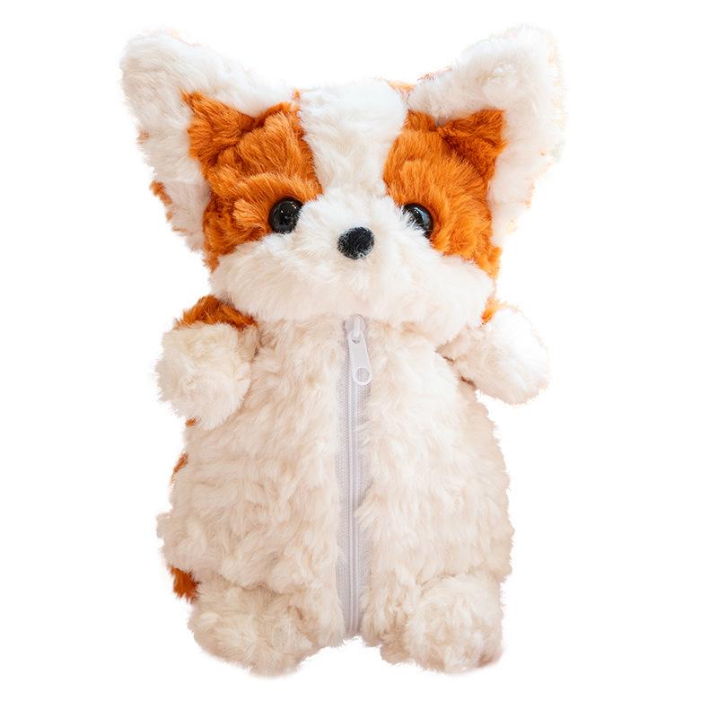 Cute Corgi Puppy Plush Pencil Case & Doll: Kids' Comfort Stationery Storage