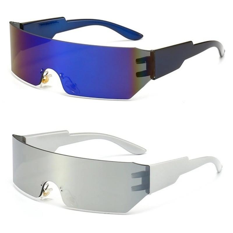 

2 шт. Новые стильные уникальные Y2K солнцезащитные очки Женские Крутые Мужские для вождения Черные Серые Солнцезащитные очки для улицы Популярные UV400