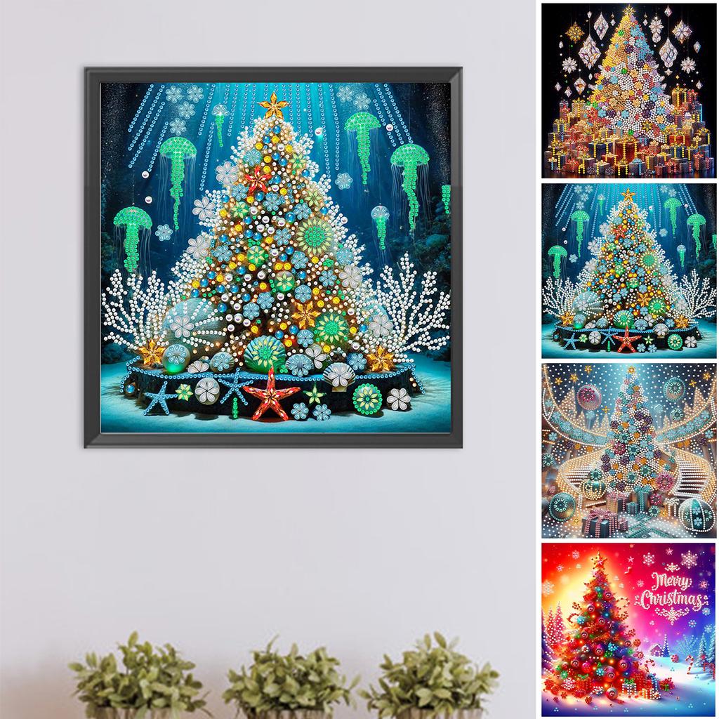 Xmas Tree 5D DIY Diamond Art Painting Kits for Home Office Wall Decor Special Shape Partial Drill Dimond Art Paintings 30x30cm