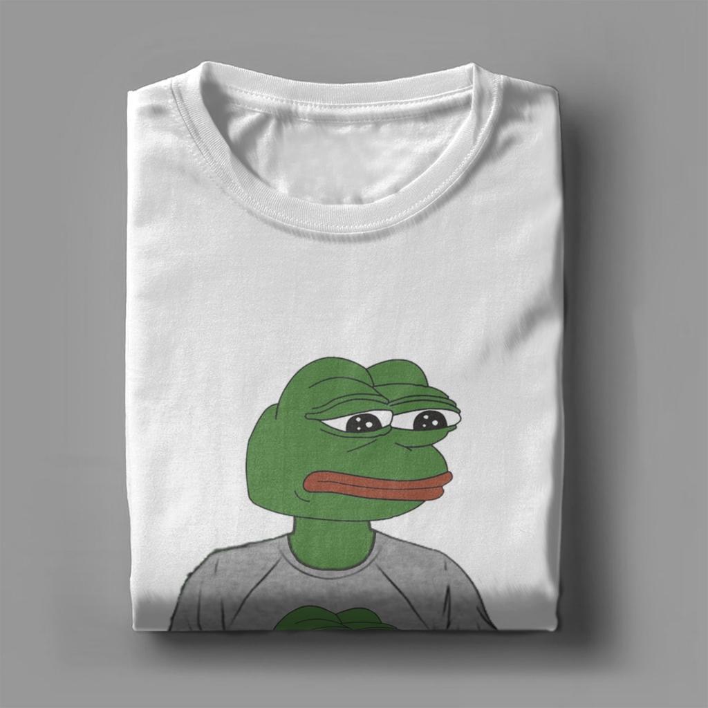Men's P-pepe Frog Sad T Shirt 100% Cotton Clothes Funny Short Sleeve Round Neck Tees Plus Size T-Shirt