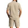 Casual Solid Color Linen Two Piece Sets Mens 2026 Spring Summer Fashion Short Sleeve Shirts and Shorts Outfits Men Linen Suits