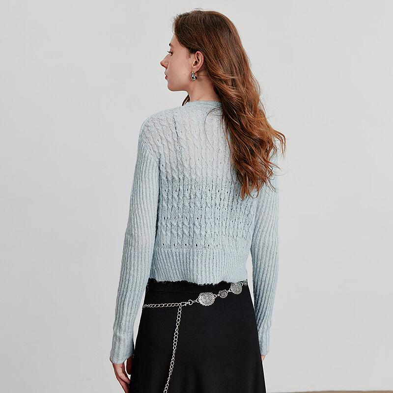 Chuyu Damen Aurora Stil Mohair Strick Lochmuster Cardigan