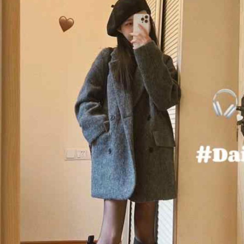 

Women s Gray Wool Suit Jacket | Autumn/Winter 2025 | Korean High-End Style 2XL