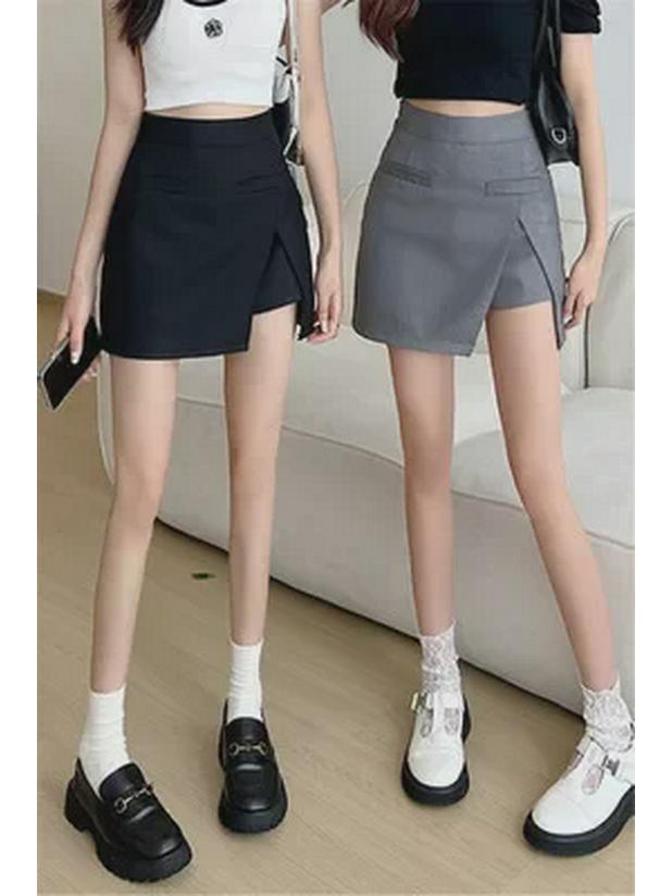 2025 Women's High Waist Irregular A-line Skirt Shorts with Hip-Wrapped Slit
