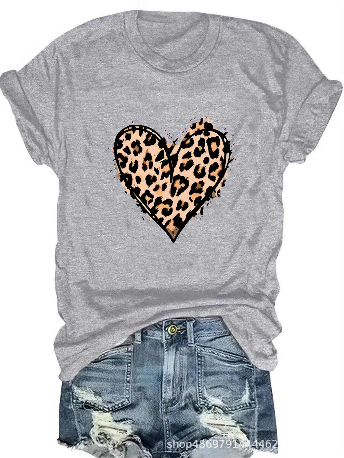 

Женская модная футболка с круглым вырезом для трансграничной торговли Large светло-серый