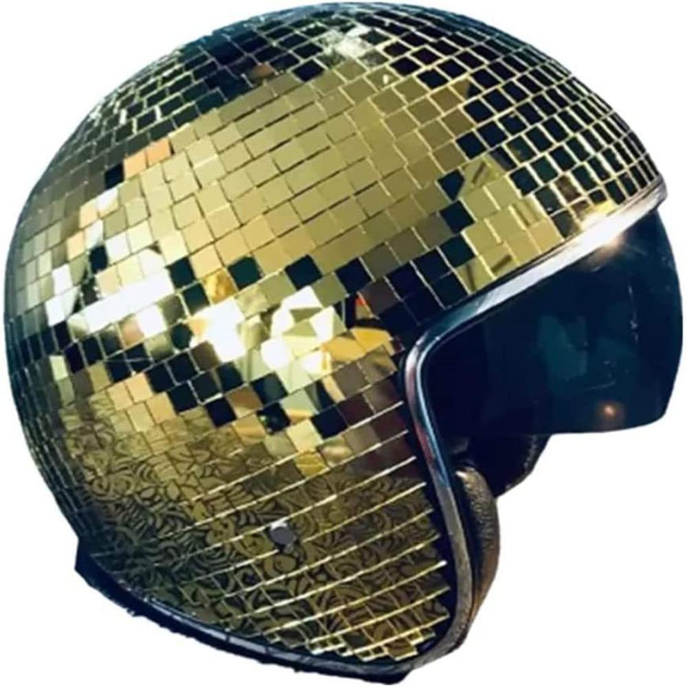 Stunning Light Effects Glitter Mirror Helmet Retractable Flip Visor Helmet  Music Festivals