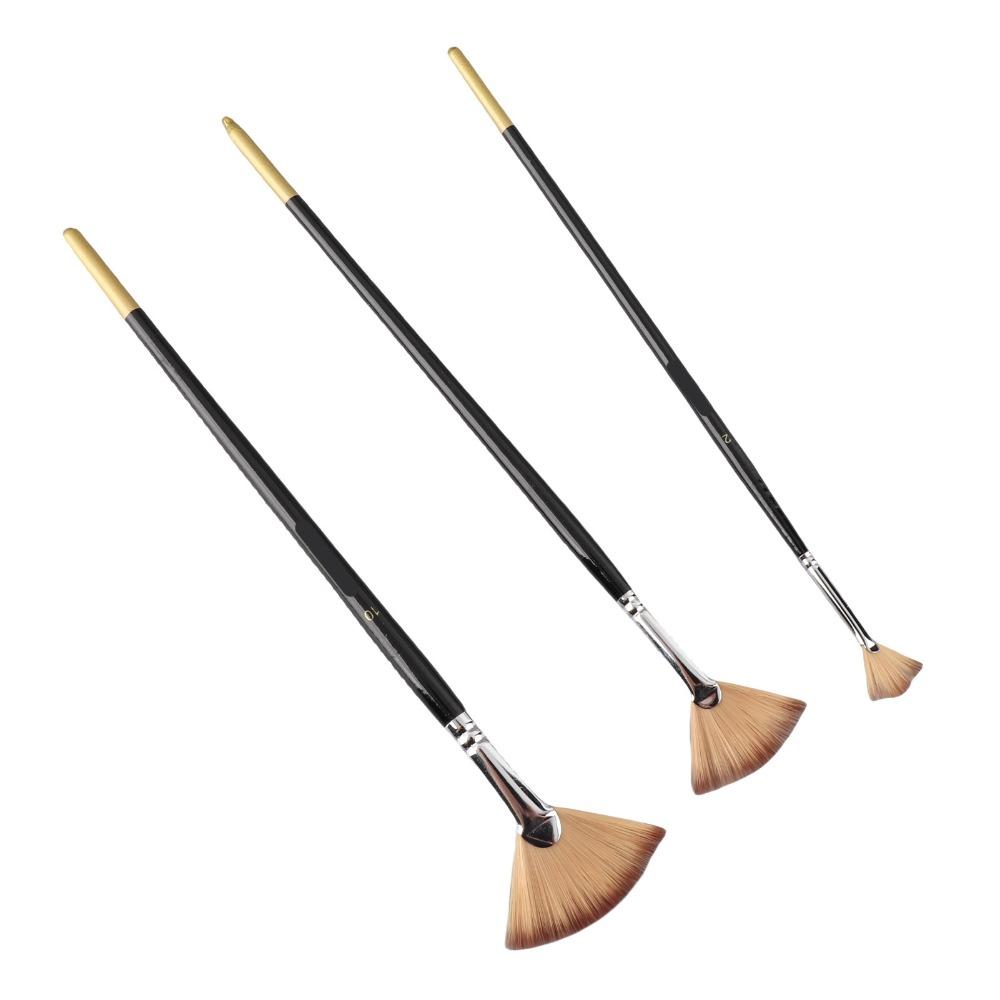 6pcs Nylon Hair Fan Paint Brush Set Soft brush strands Grainer Brush Set Gouache Painting