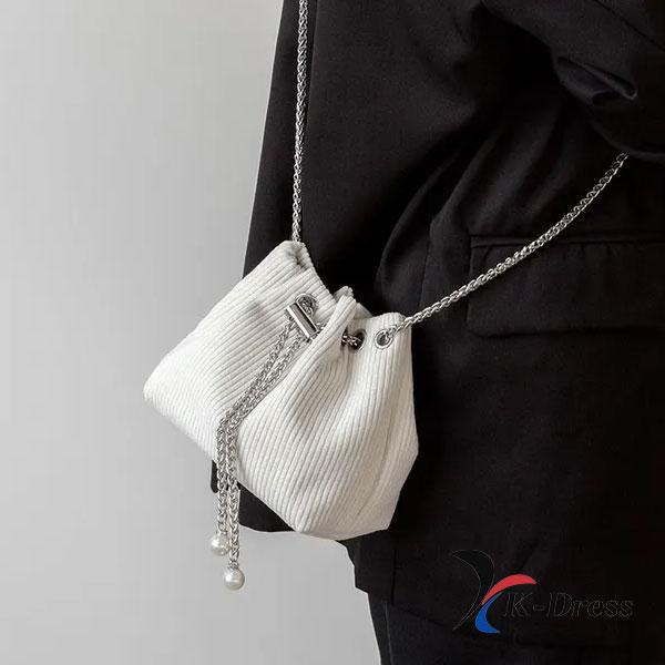 Corduroy Chain Mini Bucket Bag (1 Color)