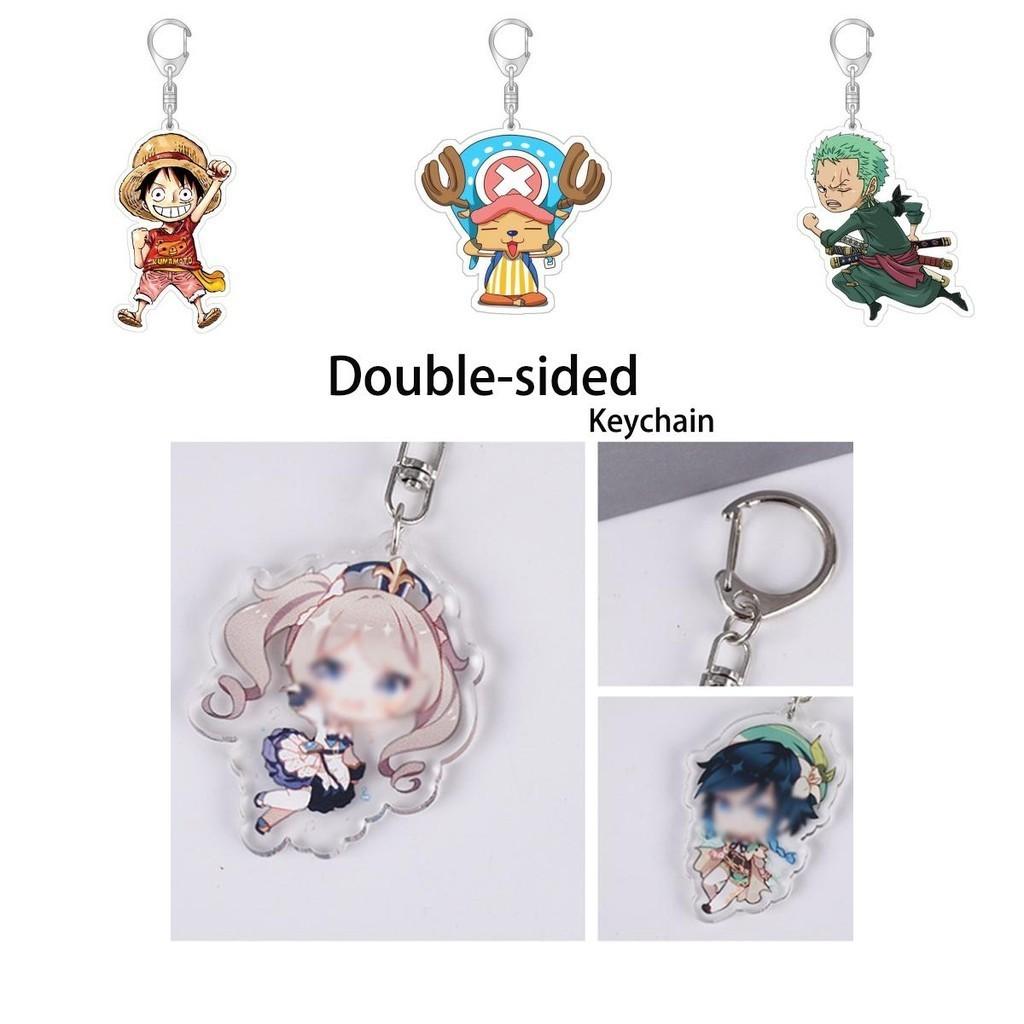 ون بيس لوفي زورو روبرتو ميدالية مفاتيح حقيبة لعبة قلادة وجهين أكريليك هدية للأطفال