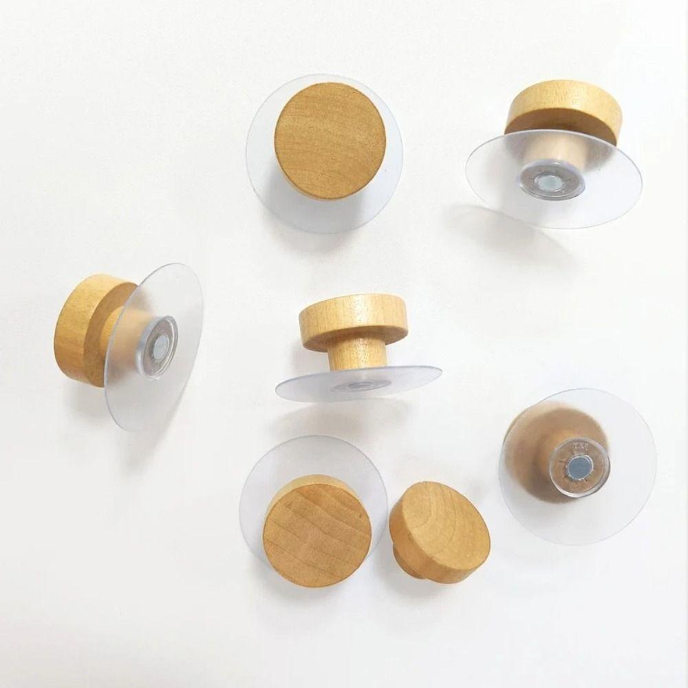 10pcs Natural Wooden Material Round Wall Hook No-Drill Adhesive Hook  Entryway