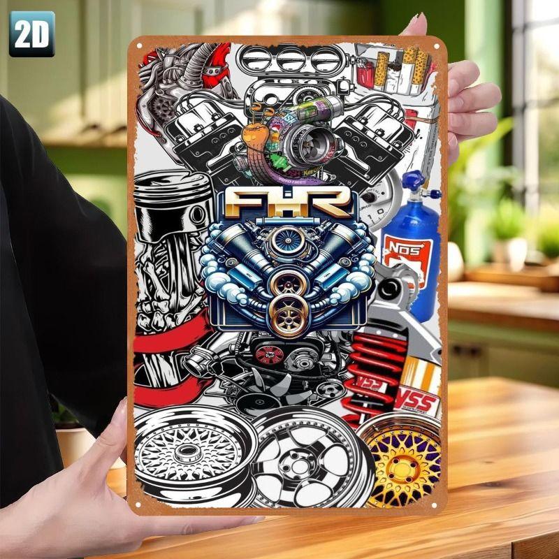 Automotive Metal Decorative Painting: Gifts for Car Lovers Garage Home Style