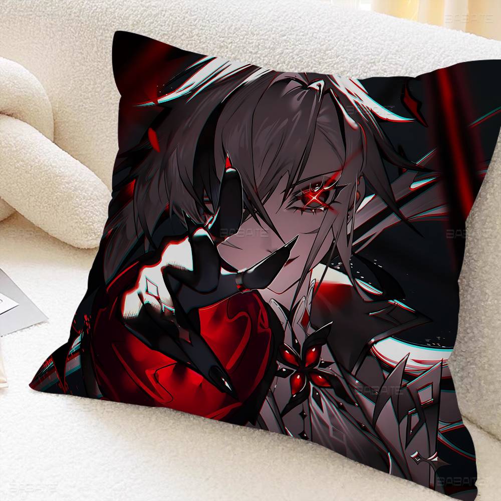 Game Genshin Impact Cute Arlecchino Figure Personalized Pillow Cover Kids Bedroom Wild Party Decor Pillowcase kid shower Gift