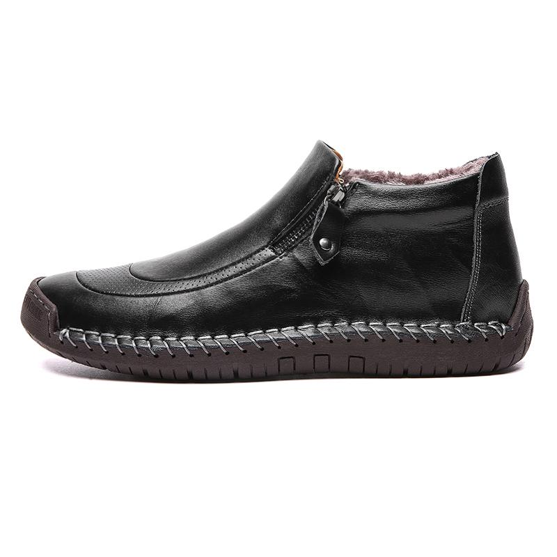 Fashion New Fashion Men Boots High Quality Split Leather Ankle Snow Boots Shoes Warm Fur Plush Winter Shoes Plus Size 38-48