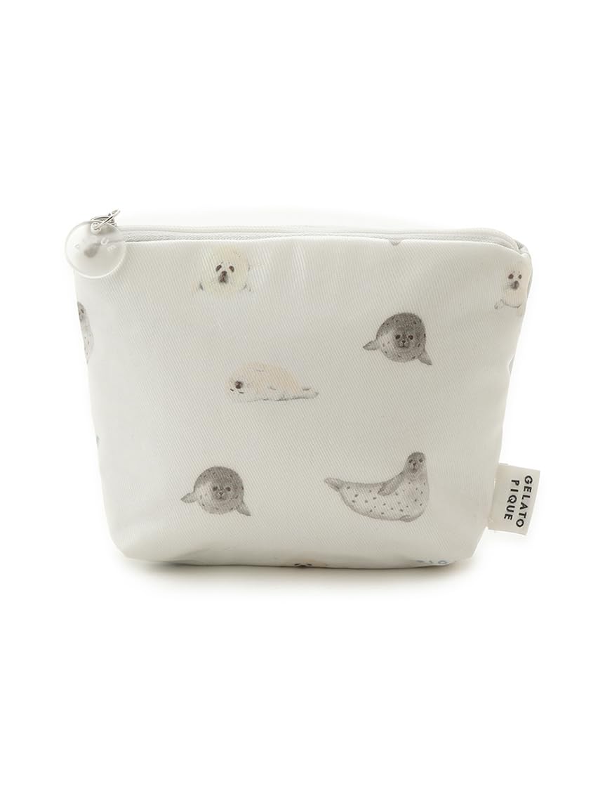 

Косметичка из ткани с покрытием и принтом морских котиков Gelato Pique PWGB252583 OWHT