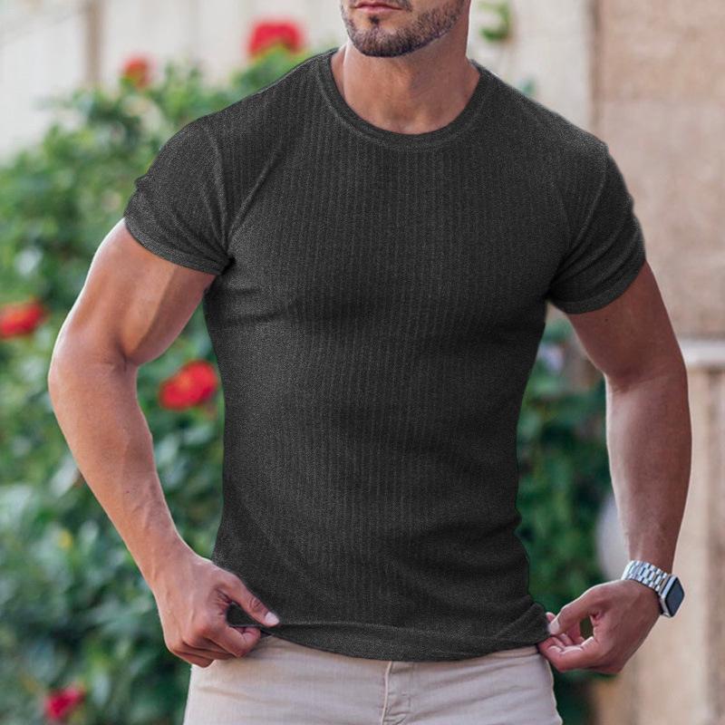 Herren Sommer Sport und Freizeit Vertikaler Streifen Stehkragen T-Shirt