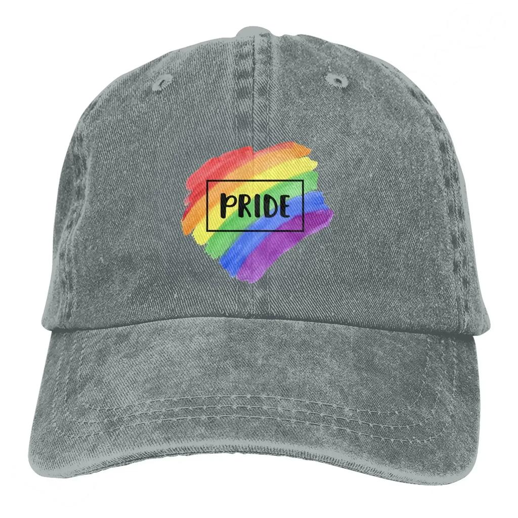 Regenbogen-LGBT-Pride-Baseballkappe für Damen, Vintage-Baumwolle, gewaschen, Distressed, verstellbare Papa-Mütze, lässige Trucker-Mütze für Erwachsene