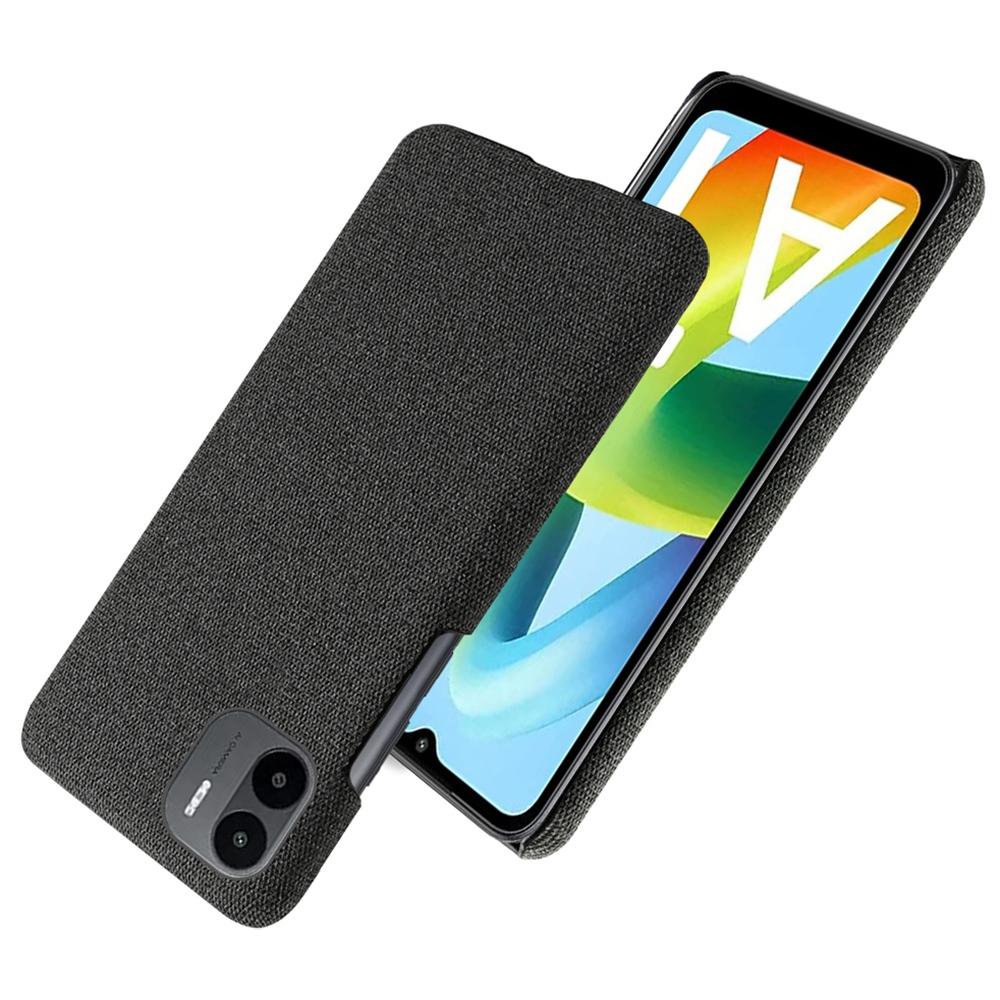 

Shockproof Case for Xiaomi Redmi A1 4G/A2 4G Cloth Texture Anti-Drop Phone Case Solid Color Hard PC Protective Cover Black