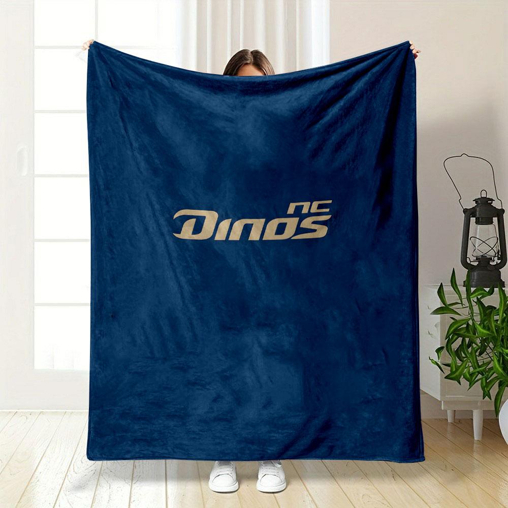 NC Dinos Logo on Blue Background Patterned blanket, flannel, suitable for all seasons, home decor, warm and cozy