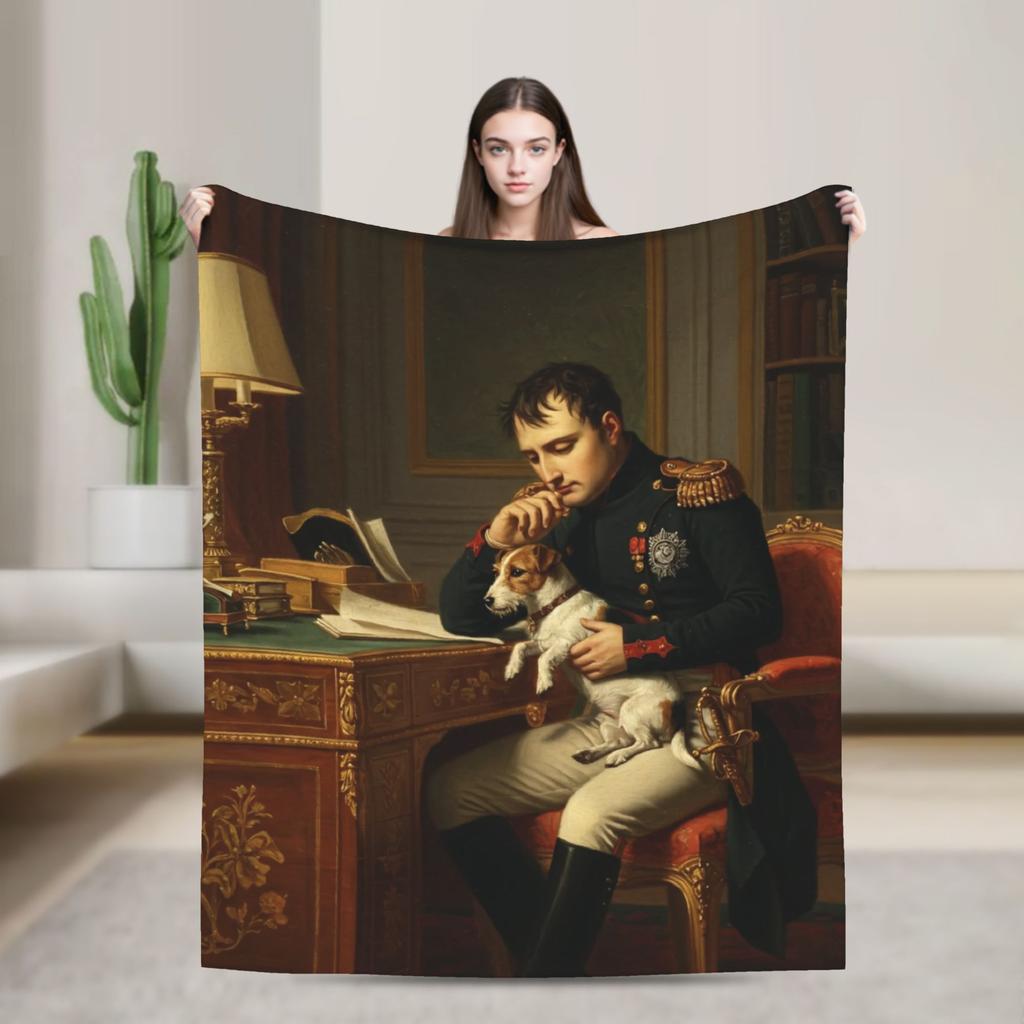 Napoleon Bonaparte Crossing the Alps Fleece Throw Fashion Blanket Art for Home Knitted Fashion Blanket Car Lightweight Multifunction
