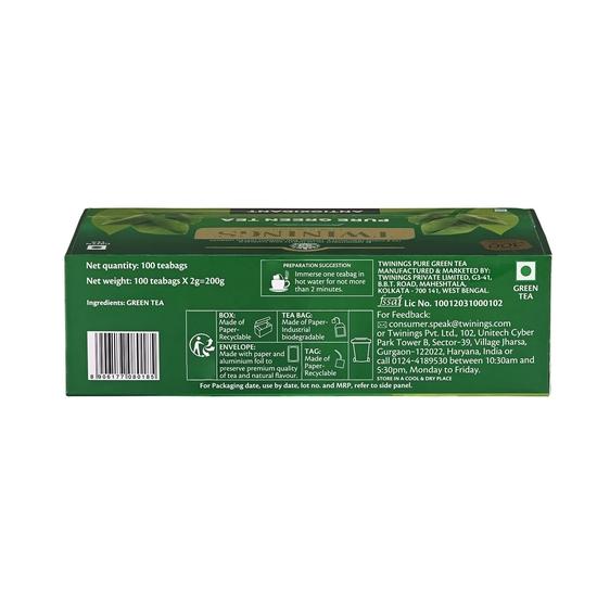 Twinings Pure Green Tea, 100 Teabags, Green Tea, Perfectly Balanced & Refreshing, 386 Gram