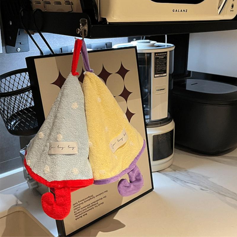 Mini Umbrella-Shaped Hand Towel, Cute Absorbent And Quick-Drying Bathroom Towel, Thickened Coral Fleece Kitchen Handkerchief