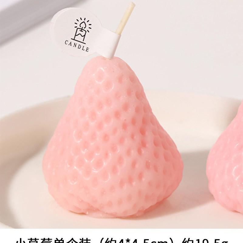 Small Strawberry Ornaments: Creative Fruit Wax Candles for Party Dessert Table & Photogenic Props