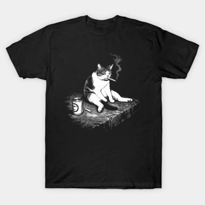 Funny Smoking Cat Meme T Shirt Vintage Stylish Fashion Versatile Breathable Graphic Casual Slightly