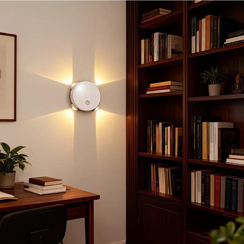 Magnetic Mount Bedside Nightlight with Human Body Induction Rechargeable Battery Powered Cordless Wall Lamp for stairways, closets, bedside tables,