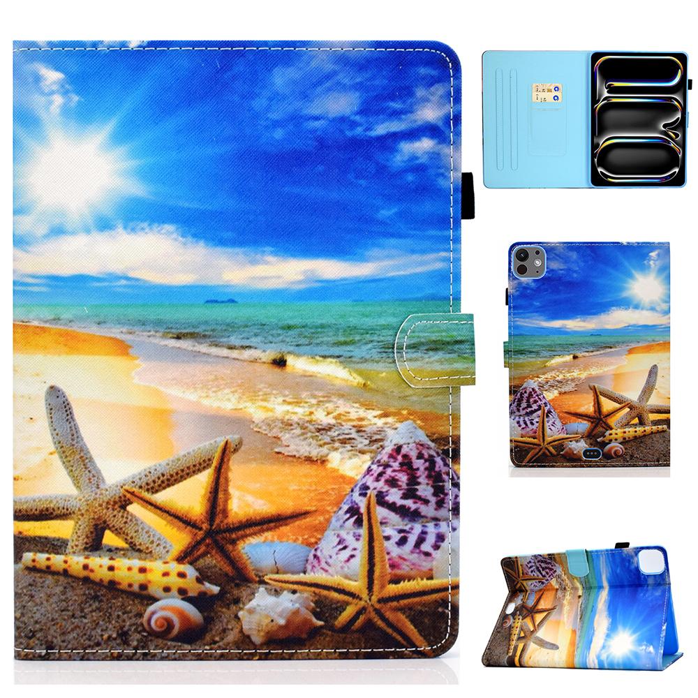 For iPad Pro 11 (2025)/11 (2024) Case PU Leather+TPU Tablet Protective Cover Pattern Printing Full Protection Shell