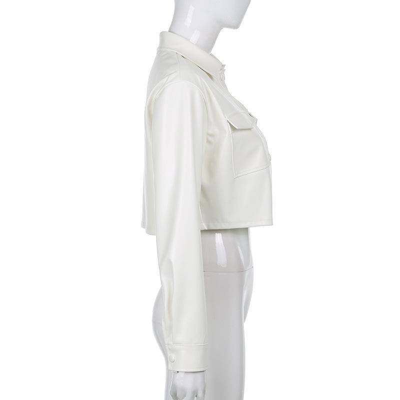 2024 Fall/Winter European & American Style Women's PU Leather Crop Jacket