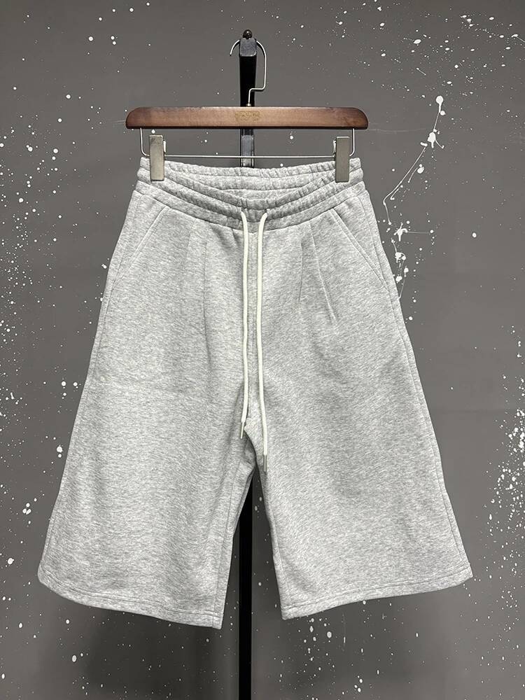 BeatStreet Pánské sportovní šortky Korejský styl Stahovací šňůrka Jednobarevné Pánské oblečení Elastický pas Rovný Volný Široké nohavice Pánské spodní díly